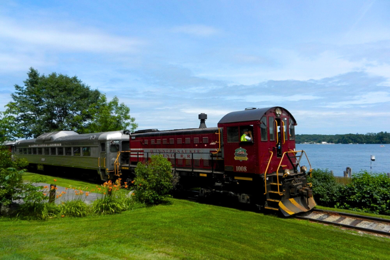 Winnipesaukee Scenic Rail train passing by